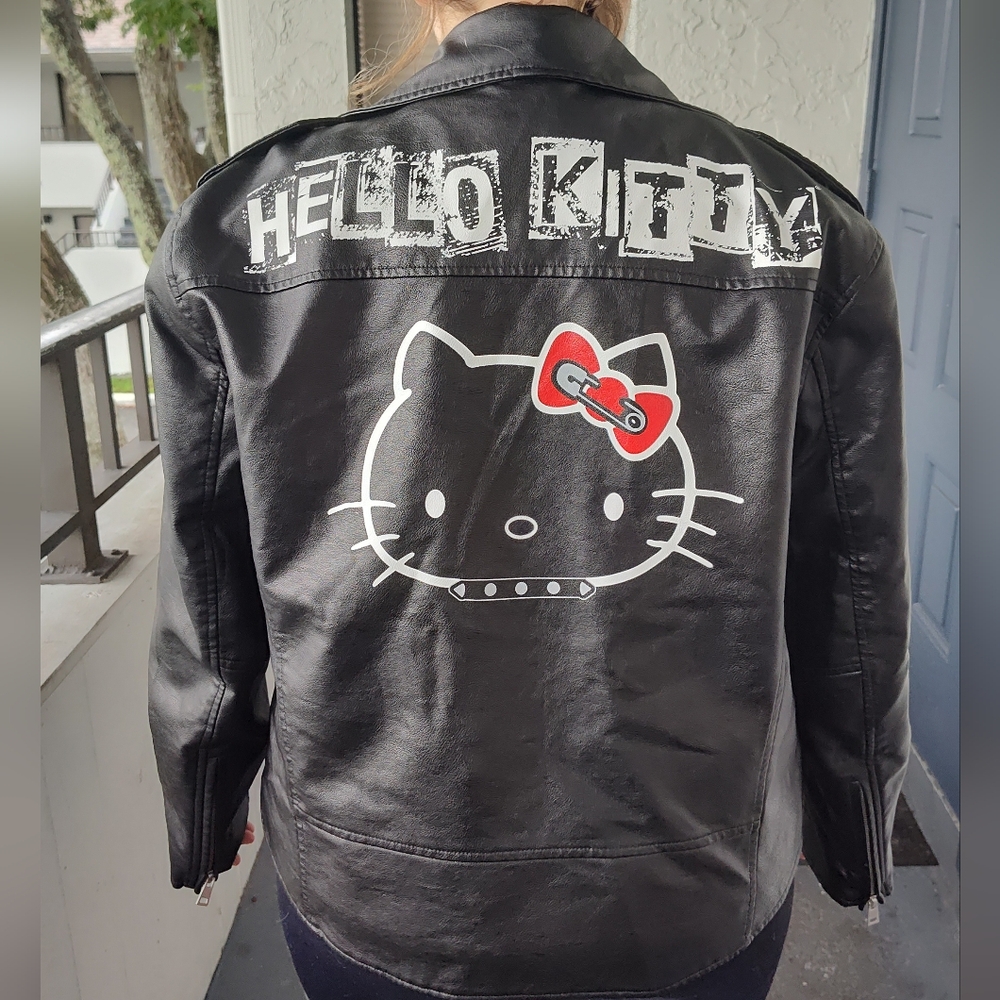 Dolls Kill x Hello Kitty Rebel Grl Moto Jacket - Faux Leather - Size XL